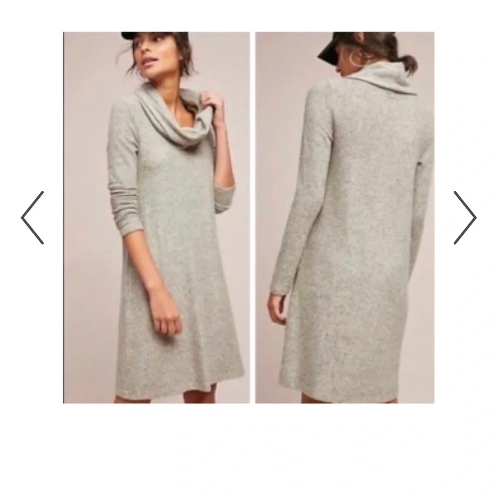 Anthropologie Saturday Sunday  Light Gray Cowl Neck Sweater Dress